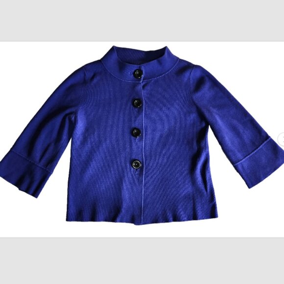 Anne Klein Sweater Cardigan Women's Size PS Purple 3/4 Bell Sleeve Button Up - Picture 9 of 10